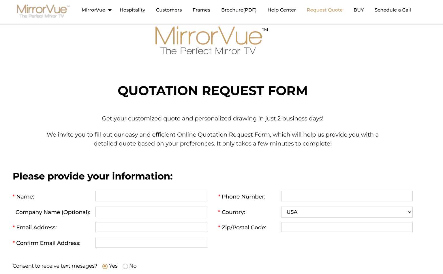 mirrorvue quotation request form